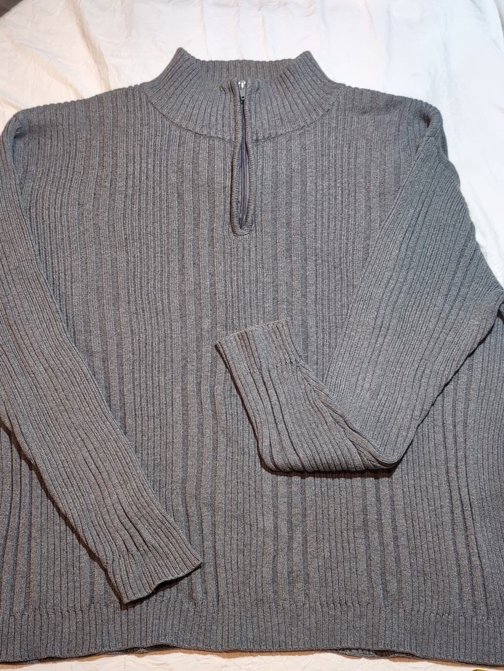 Men's XL Ribbed Half-Zip Sweater - Gray